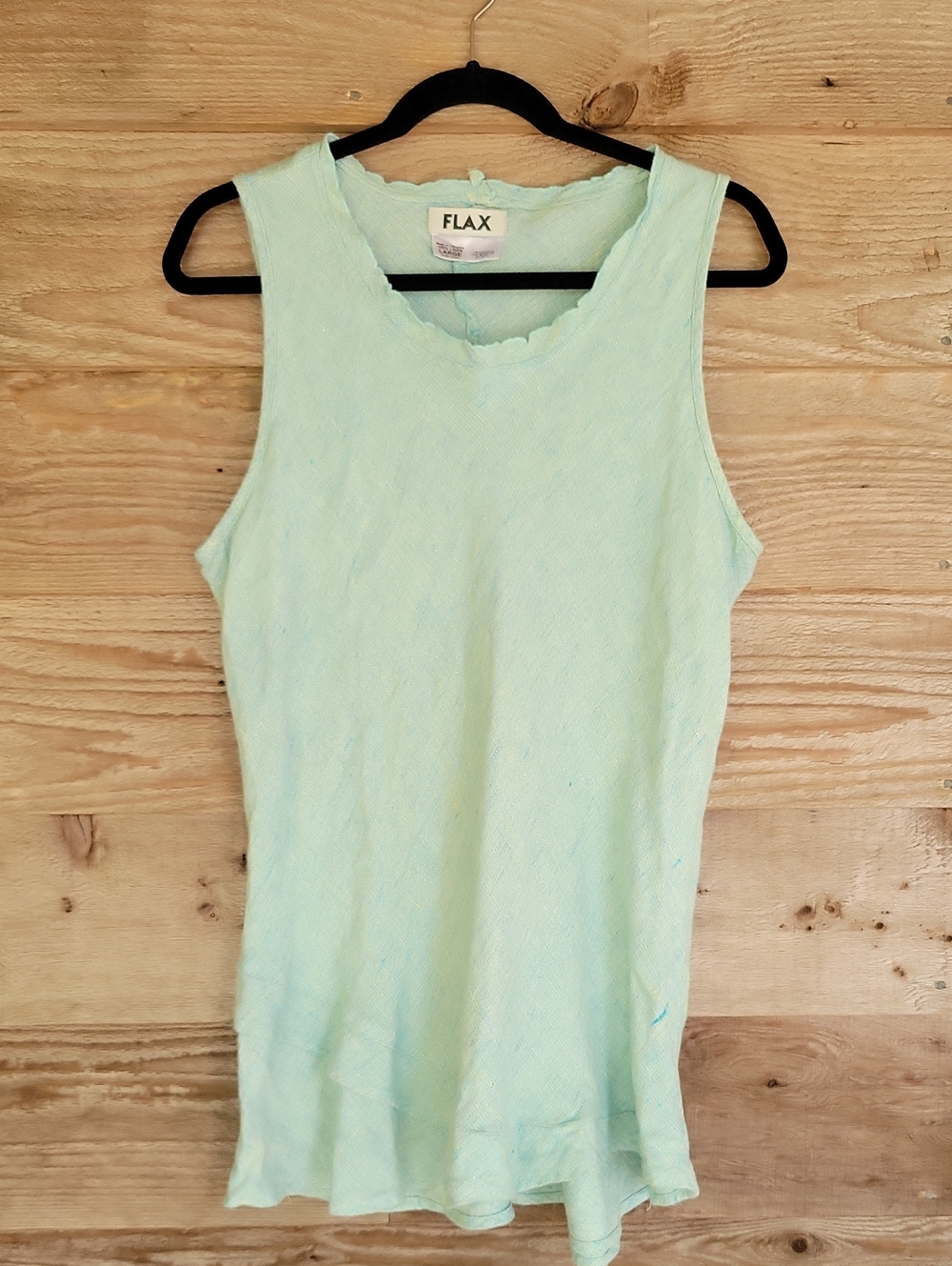 Flax Size Large Light Mint Green Marled Sleeveless Linen Tank